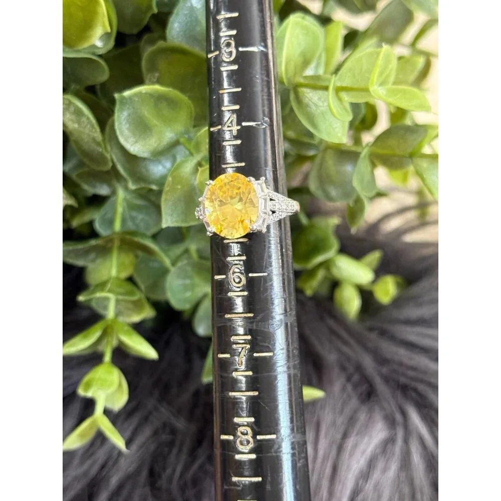 Lemon Quartz/Cz Silver 925 Ring‎